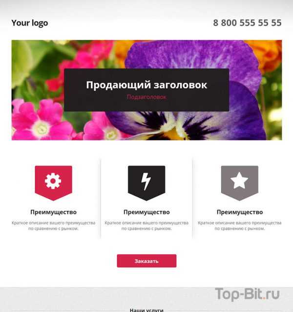 купить готовый Landing Page по предоставлению услуг top-bit