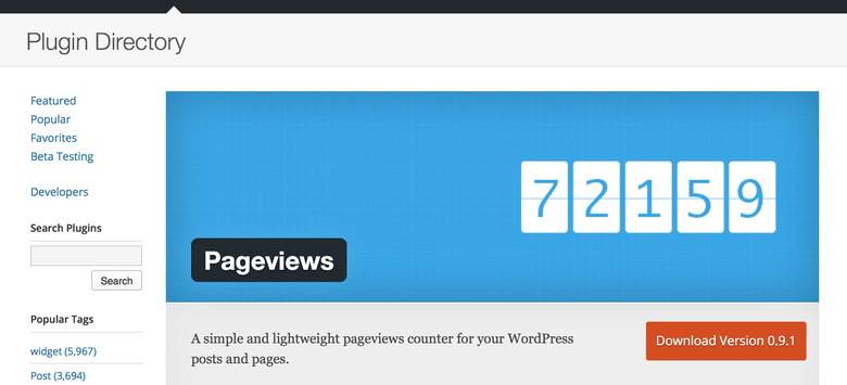 Pageviews новый счетчик посещений WordPress