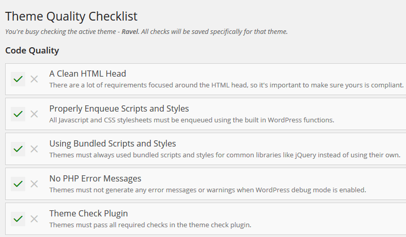 Theme Checklist – плагин для подготовки тем к добавлению