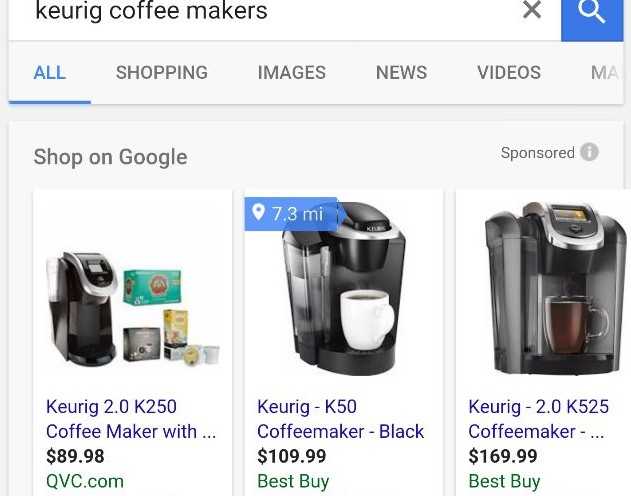 AdWords экспериментирует с товарными объявлениями в топе